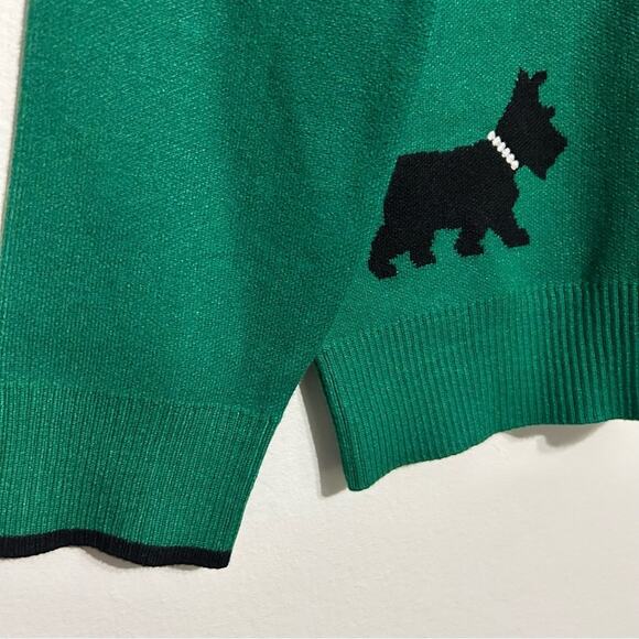 Anthropologie Calligraphie Scottie Dog Novelty Sweater Christmas Green NWT sz S - Picture 6 of 9